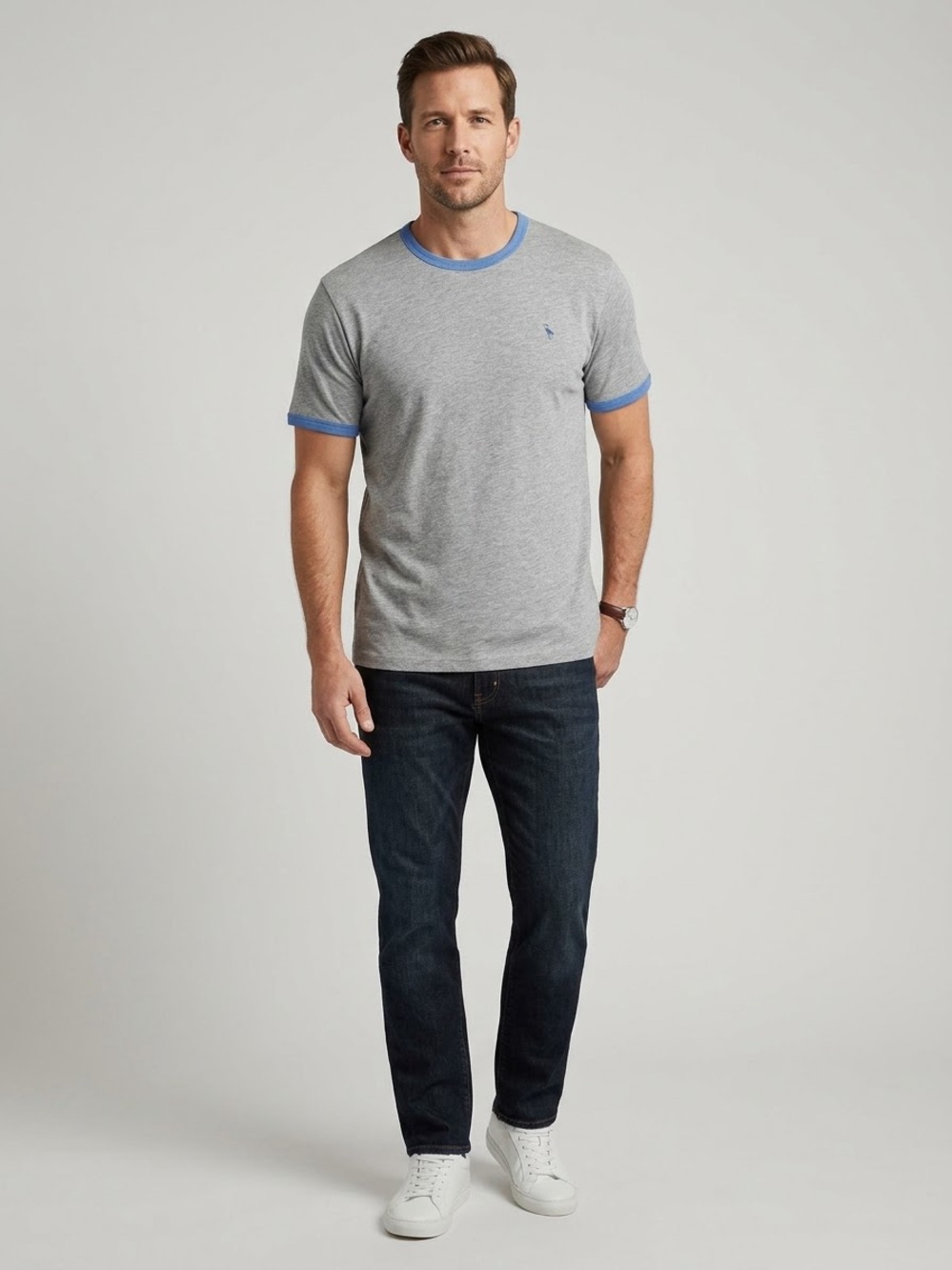 TailorByrd Essentials Men's Ringer T-Shirt Short Sleeve Embroidered Logo